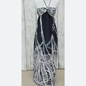Ann Taylor Loft Womens Blue & White Halter Top Maxi Neck Tie Dress. Size 2.